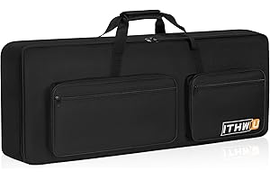 ITHWIU Padded 8mm Shockproof 61 Keys Keyboard Case Electric Piano Keyboard Gig Bag Well Protection with Adjustable Straps and 4-Pocket for Keyboard Accessaries, Black（Interior Size:40.6”×15.7”×5”）