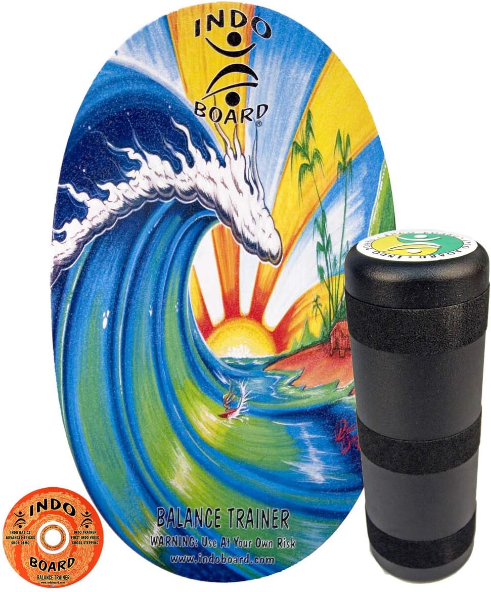 INDO BOARD Original Balance Board for Fun, Challenging Fitness and Sports Training. Comes with 30" X 18" Non-Slip Deck, 6.5" Roller and Available in 14 Color Choices