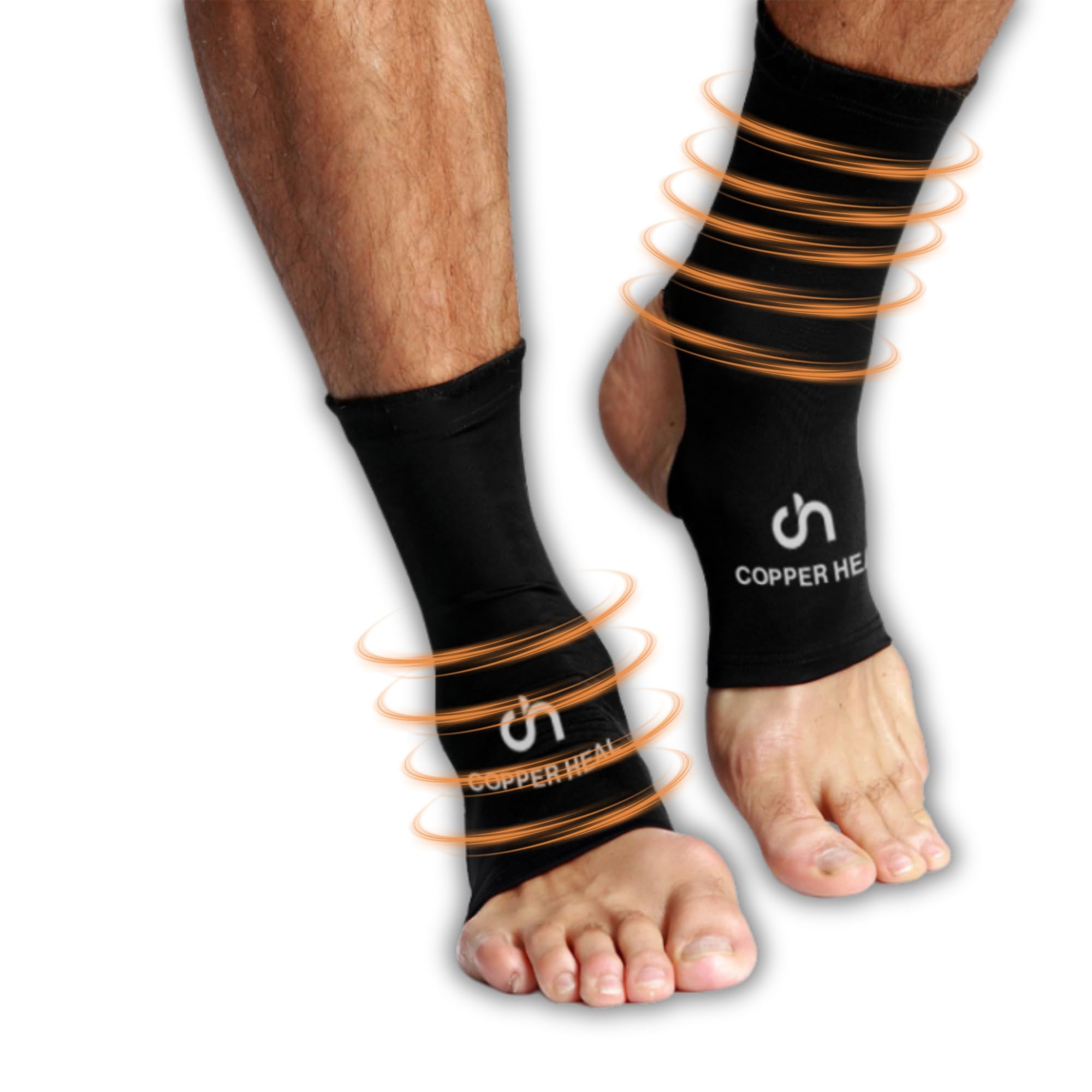 COPPER HEAL Ankle Support PAIR - Ankle Brace Compression Sleeve with Highest Copper Infused Content support socks