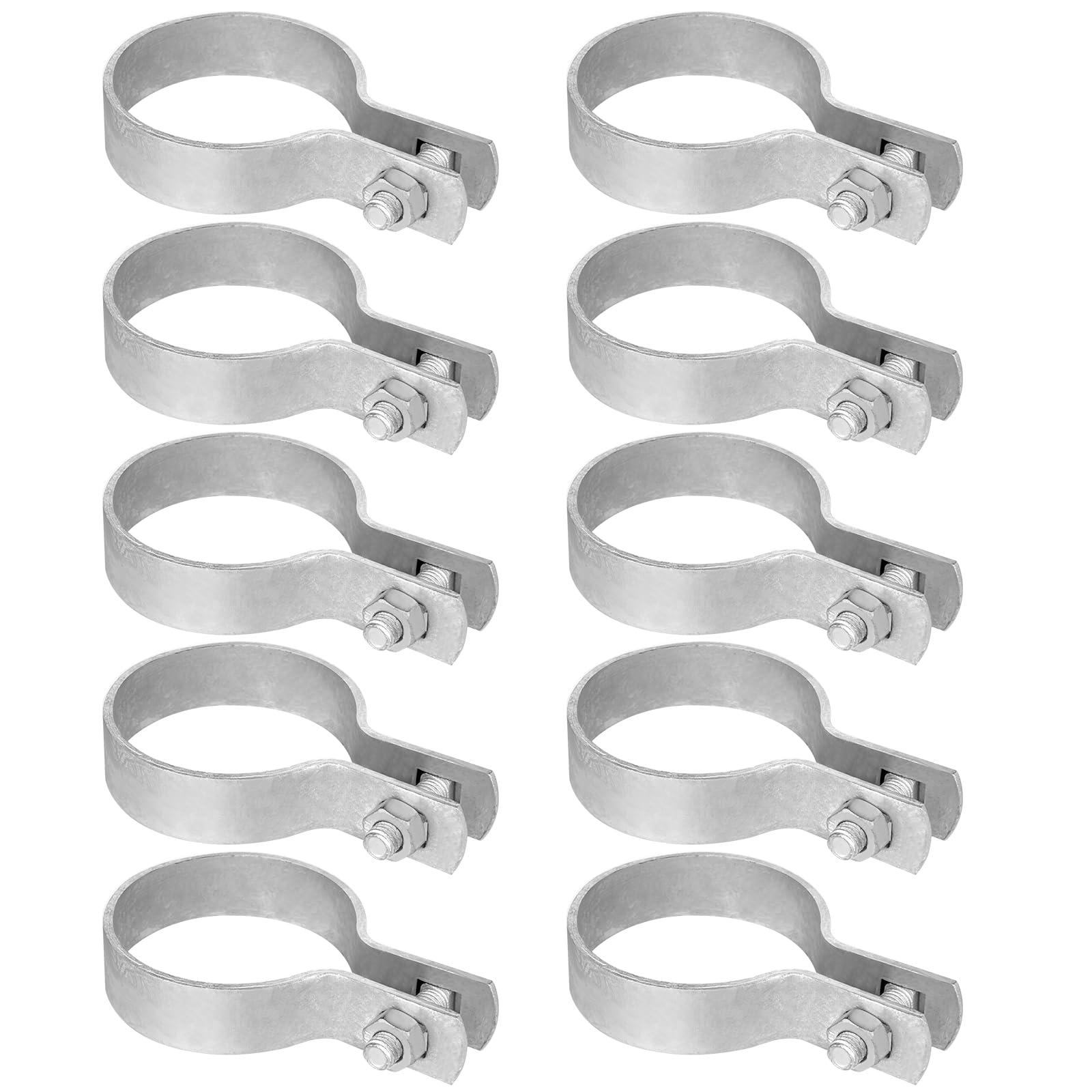 Photo 1 of 10 Pack Tension Bands for 1-5/8" Chain Link Fence Posts - Zinc-Plated Steel w/ 1-1/4" Bolts & Nuts (Commercial Grade)