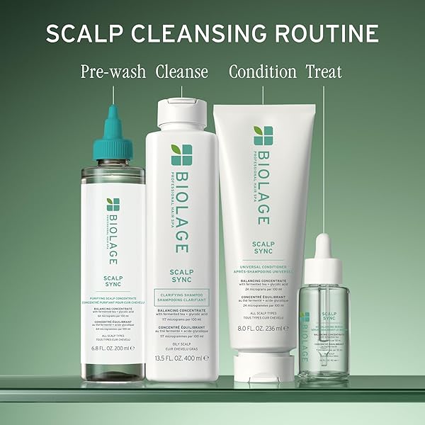 BIOLAGE SCALP SYNC CLARIFYING SHAMPOO – RESIDUE & BUILDUP REMOVER, FOR OILY SCALP, FERMENTED TEA & GLYCOLIC ACID, VEGAN & PARABEN-FREE