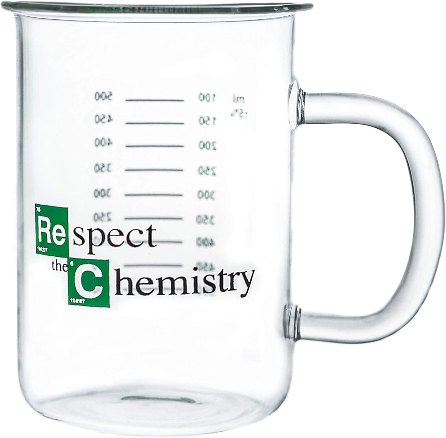 Respect The Chemistry 400 mL Glass Beaker Mug inspired by Breaking Bad