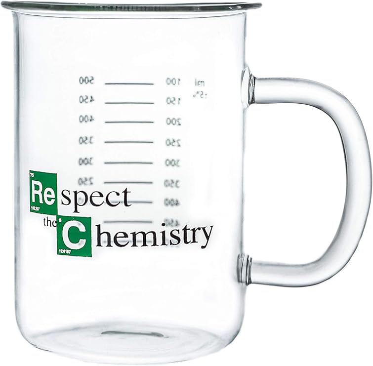 Amazon Com Breaking Bad Mug Beaker Coffee Mug Respect The Chemistry Cool Tv Props Breaking Bad Merchandise Glass Breaking Bad Coffee Mug 12 Oz 400ml Kitchen Dining