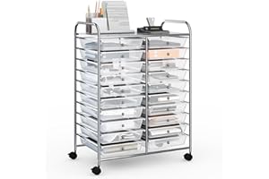 CLEEMAN 20-Drawer Rolling Cart with Drawers, Storage Cart with Universal Wheel & Metal Frame, Multipurpose Mobile Trolley Utility Cart for Makeup Kitchen Office Play Room