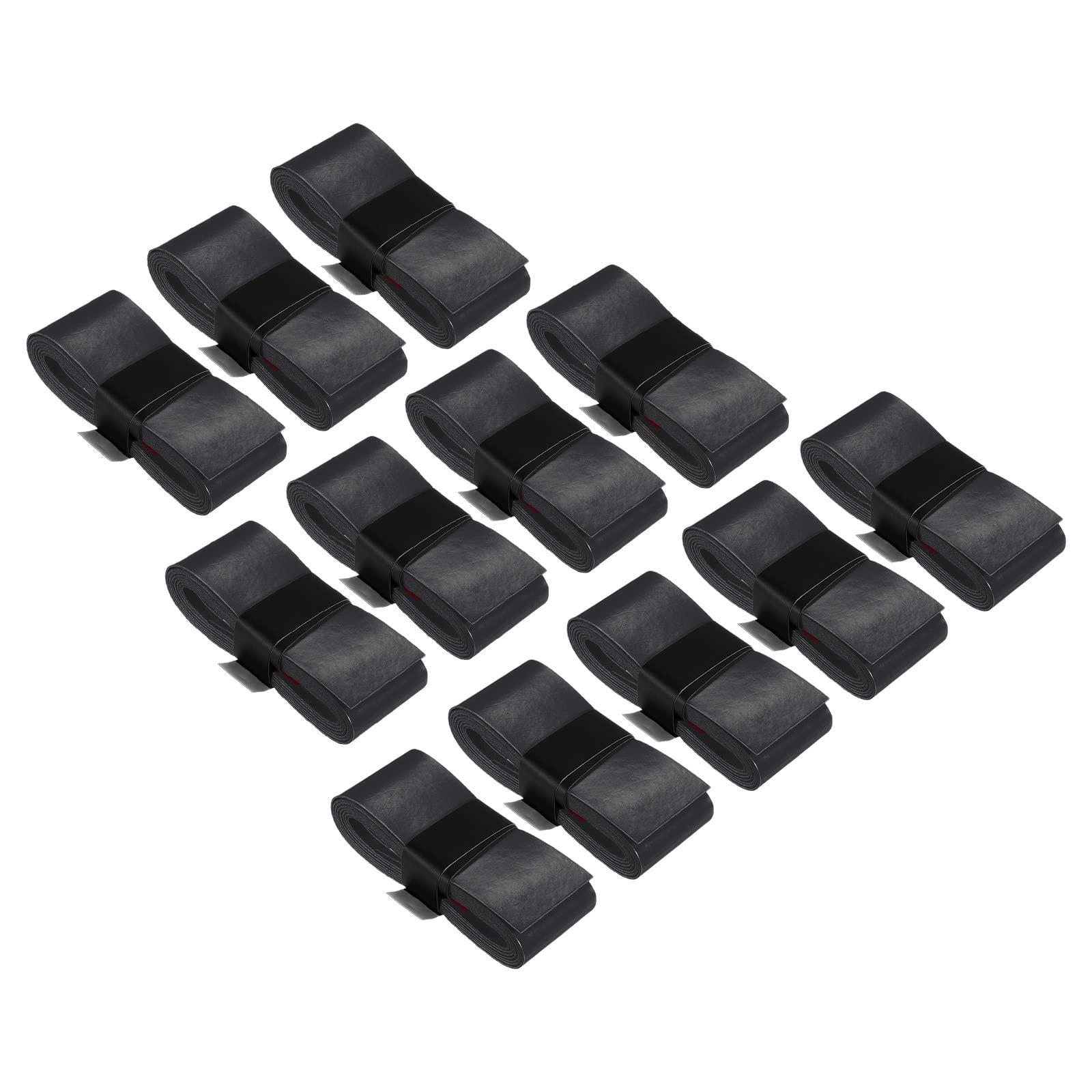 PATIKIL 43.3" Tennis Racket Grip Tape, 12 Pack PU Overgrip Stretchy Non-Slip Absorb Sweat for Badminton Fishing Rod, Black