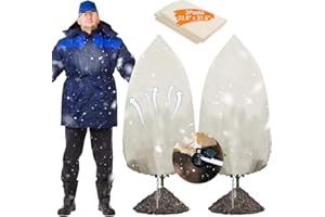 Yogayet Plant Covers Freeze Protection, 2 Packs 23.62"x31.5" Freeze Covers for Outside Plants Tree Shrub Potted, Winter Cold Weather Frost Blankets with Drawstring,Frost Cloths for Outdoor Plants