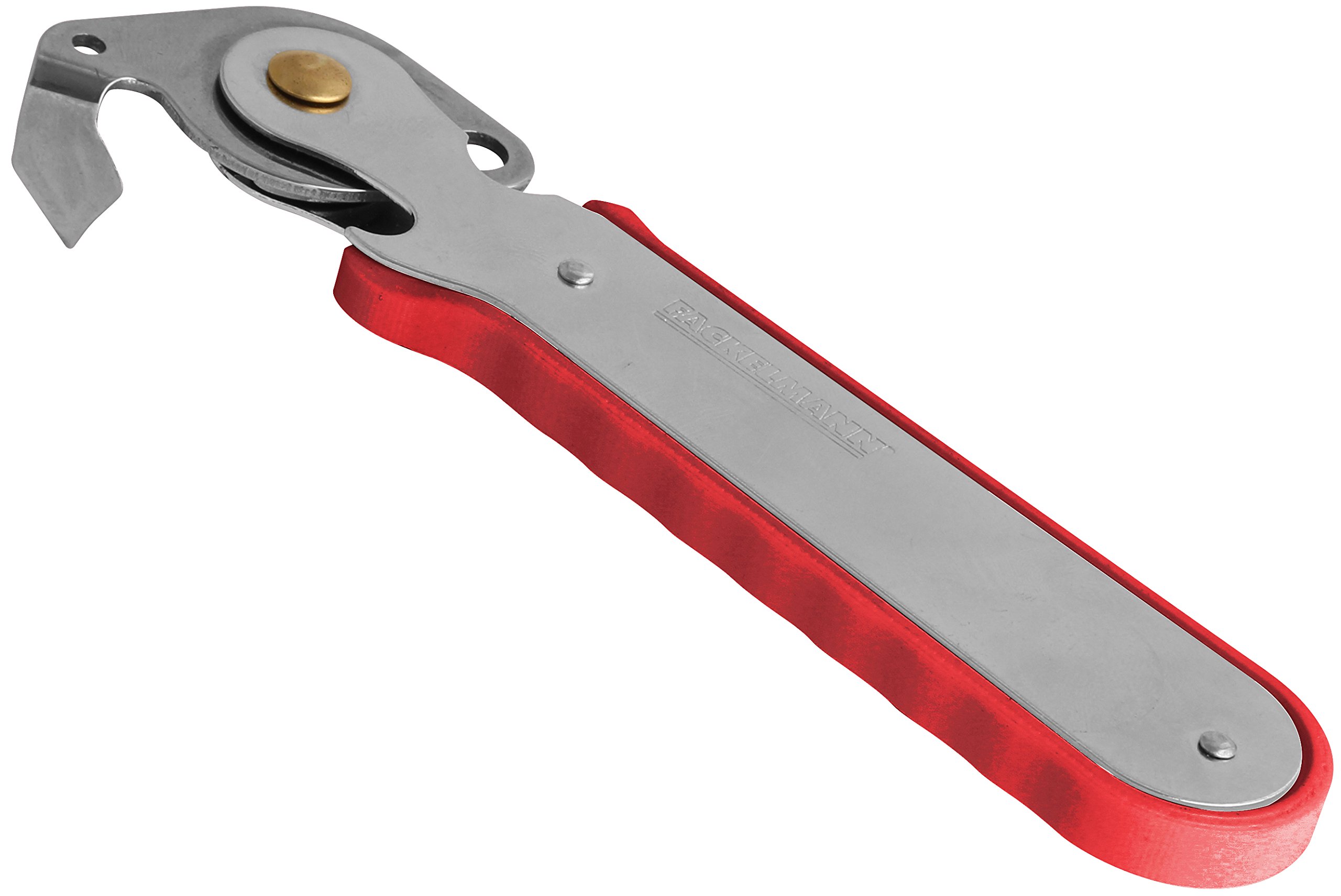 Fackelmann Nickel/Stainless Steel Can Opener with Cap Lifter, Silver/Red, 5.9-Inch