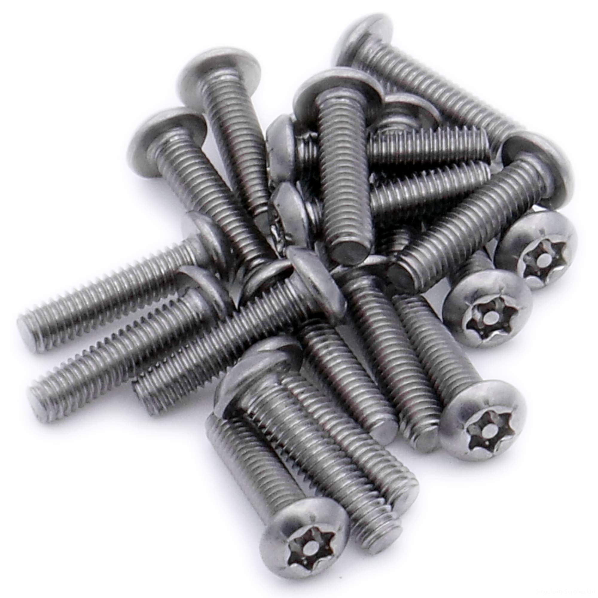 M3 (3mm x 25mm) TX Security Socket Button Machine Screw (Bolt) - Stainless Steel (A2) (Pack of 20)