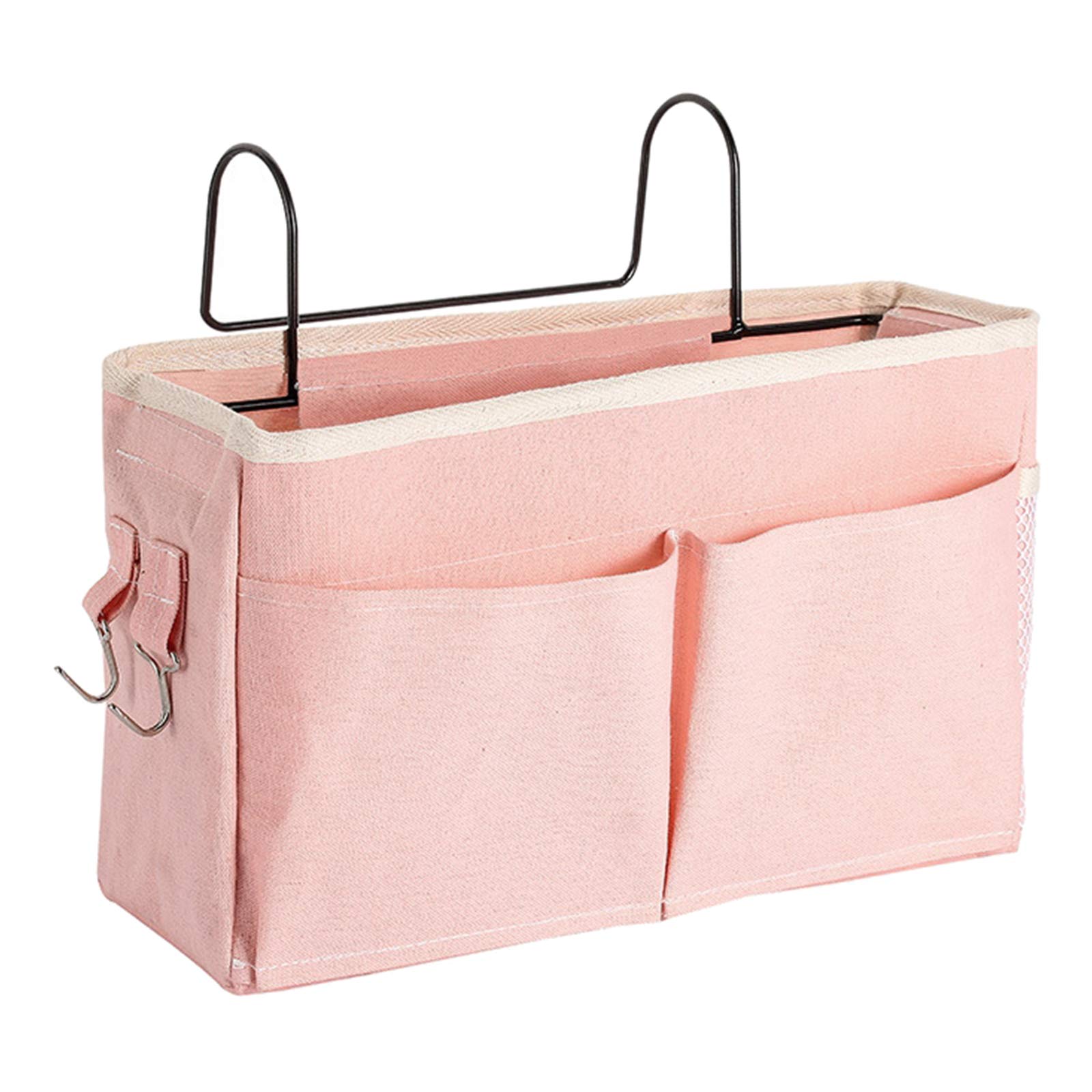 Fenteer Multi-functional Bedside Caddy Bedside Storage Bag Classified Storage for College Room, Kids Bunk Bed Night Hanging Storage Organizer, Pink