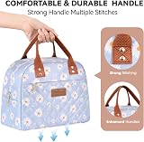 HOMESPON Insulated Lunch Bag for Women Men Blue Daisy Large Capacity view 3