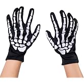 ALVOGIMOR Adult Skeleton Halloween Costume Gloves, Scary Reaper Bone Gloves for Cosplay & Themed Parties Black and White
