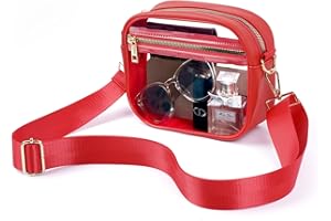 Fibrdoo Clear Bag Stadium Approved, Leather Clear Crossbody Purse Bag for Concerts Sports Events Festivals