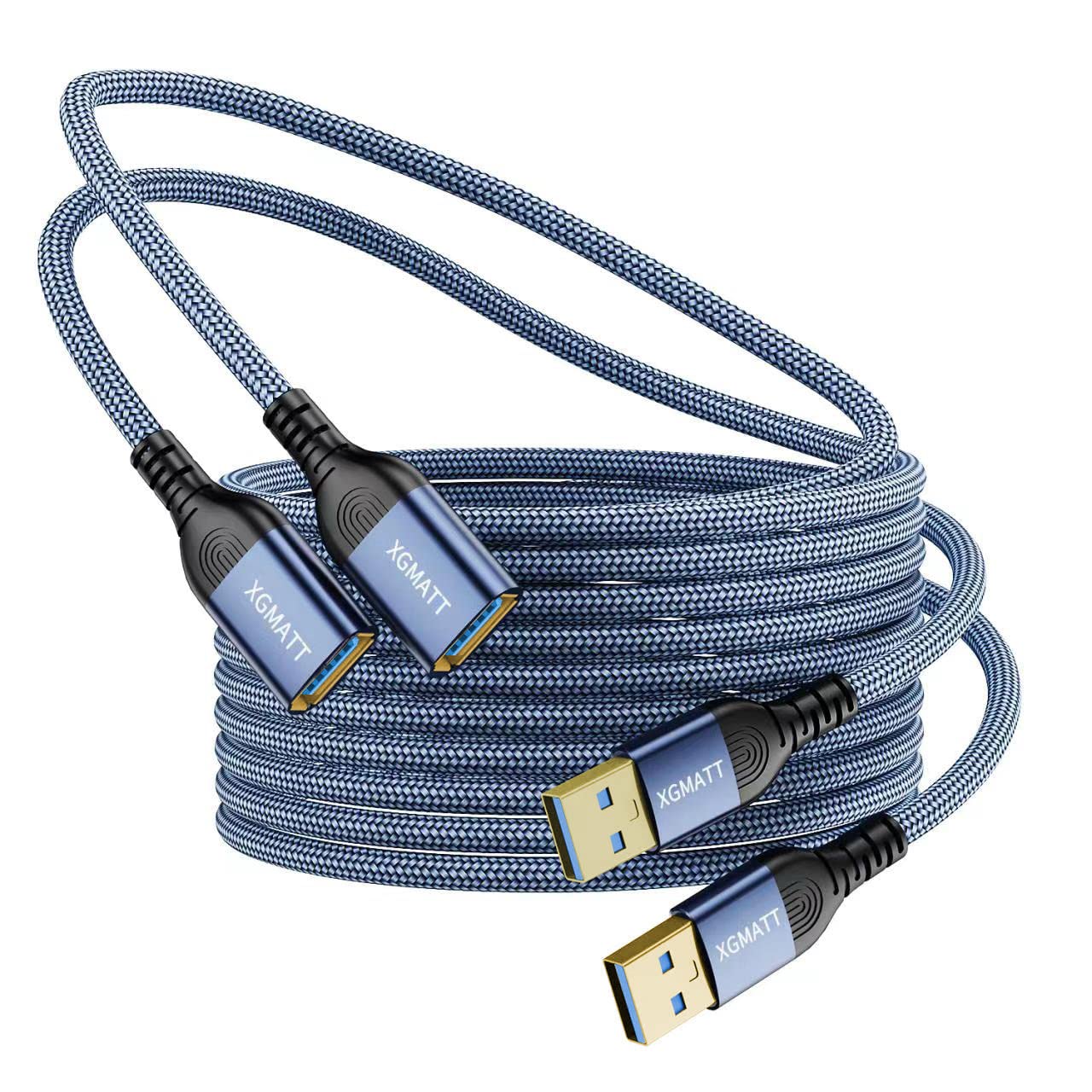 XGMATT USB 3.0 Extension Cable 1M 2Pack,USB A Male to A Female Cable USB Extension Lead High Speed Data Transfer Compatible for Printer, Scanner, Camera, Keyboard, Card Reader, Hard Drive,Blue — image 1