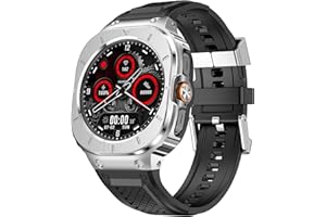 Deczone Silicone Band with Stainless Steel Case Cover Compatible with Samsung Galaxy Watch 8 Ultra 47mm (2025) / Samsung Galaxy Watch Ultra 7 47mm Bands (2024) Protective Case Cover for Men (Silver)