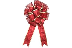 BinaryABC Christmas Tree Topper Bow,Christmas Bowknot Ornaments,Christmas Decorations(Red)