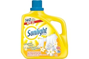 Sunlight Original Fresh Concentrated Liquid Laundry Detergent, Brightens and Whitens Clothes, 5.6L, 140 Wash Loads, HE Compat