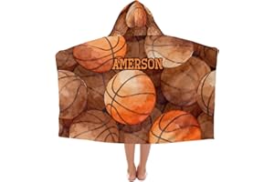 NZOOHY Sport Basketball Watercolor Personalized Kids Hooded Towel Soft Absorbent Beach Pool Bath Towels with Hood Poncho for 