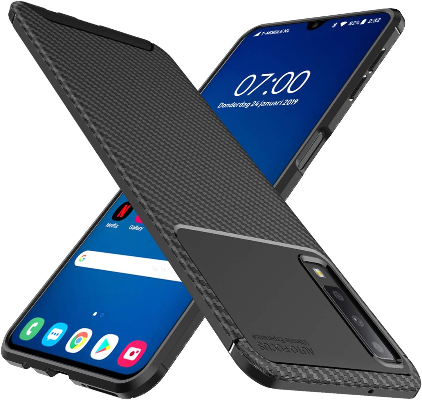 HOUROC Samsung Galaxy A70 Case, Ultra Slim TPU [Carbon Fiber Texture Design] Shockproof Anti-Scratch Light Weight Soft Protective Cover for Samsung Galaxy A70. Black