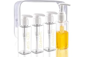 Hethyo Travel Bottles for Toiletries Tsa Approved 3.4oz/100ml 4 Pack Travel Size Containers Shampoo and Conditioner Bottles Empty Pump Bottle Dispenser Leakproof Refillable Cosmetic Containers