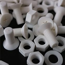 20 x White Countersunk Screws Polypropylene