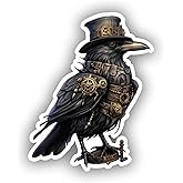 Stickers for Everyone Steampunk Crow Raven Sticker Realistic Wall Decal for Car Truck Bumper Laptop Vinyl Window Wall US