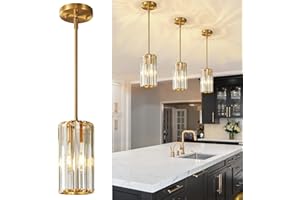 zhllmq Gold Pendant Lighting Modern Pendant Light Mini Crystal Chandeliers Adjustable Pendant Light Fixture for Kitchen Island Dinning Room Corridor Bedroom(Gold 3-Pack)