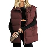 Huaqiao Women's Quilted Puffer Vest Stand Collar Sleeveless Coat Zipper Winter Gilet Jacket