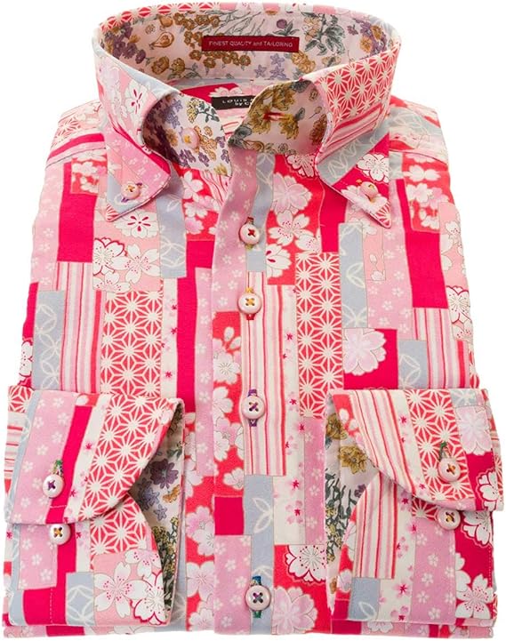 Amazon ワイシャツ 長袖 ドレスシャツ 国産 綿 100 派手シャツ 柄シャツ メンズ Rld518 411 シャツ 通販