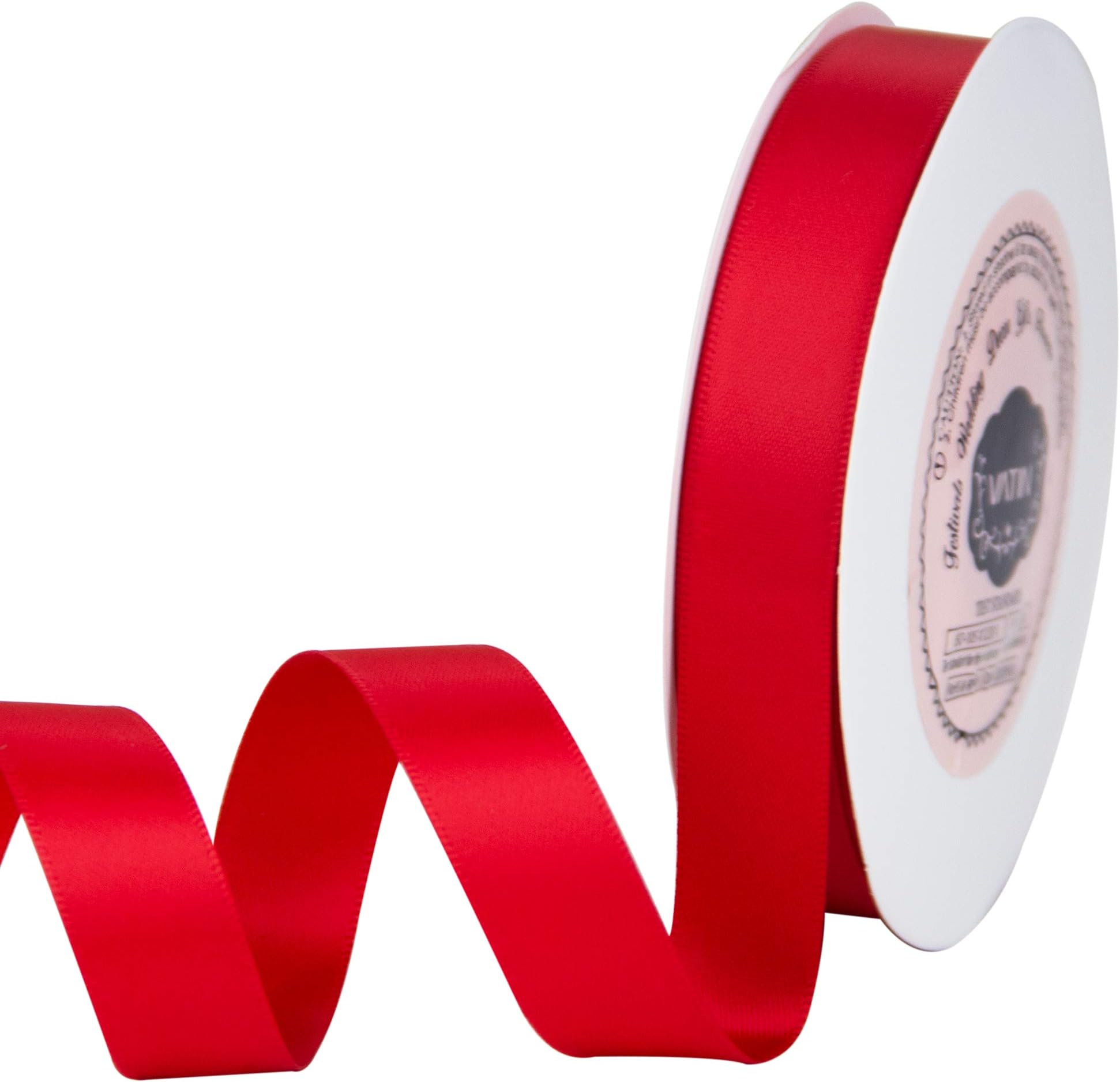 VATIN Double Face Hot Red Satin Ribbon 5/8" Continuous 25 Yards,Red Polyester Fabric Ribbon use for Bows Bouquet, Gift Wrapping, Floral Arrangement Wedding Decoration