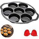 YOLOPLUS+ Pre-seasoned Cast Iron Cake Pan Mini Cake Pan Cast Iron Biscuit Pan, Cookware for Biscuits, Muffins, and Scones