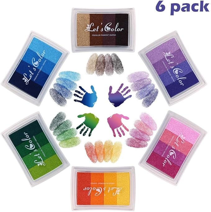 Ink Pad Stamps, DazSpirit 6 Pack 24 Colors Fingerprint Ink Pad Stamps