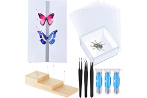 Taiyin 14 PC Insect Specimen Tools Kit - Pinning Block, Insect Pins, EVA Foam Board, Thin Tracing Paper, Tweezers, Display Case for Entomology