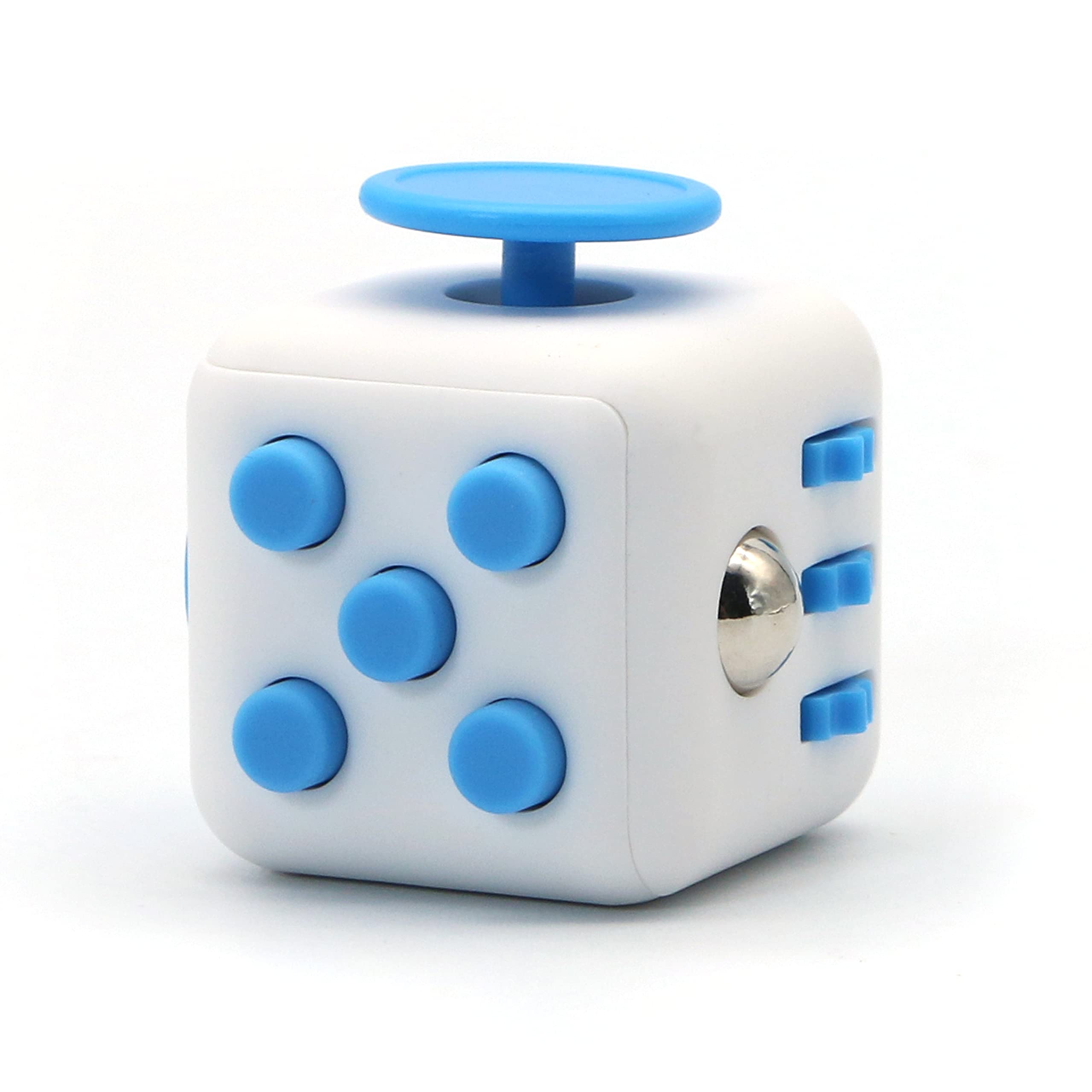 Appash Fidget Cube Stress Anxiety Pressure Relieving Toy Great for Adults and Children[Gift Idea][Relaxing Toy][Stress Reliever][Soft Material] (White & Blue)