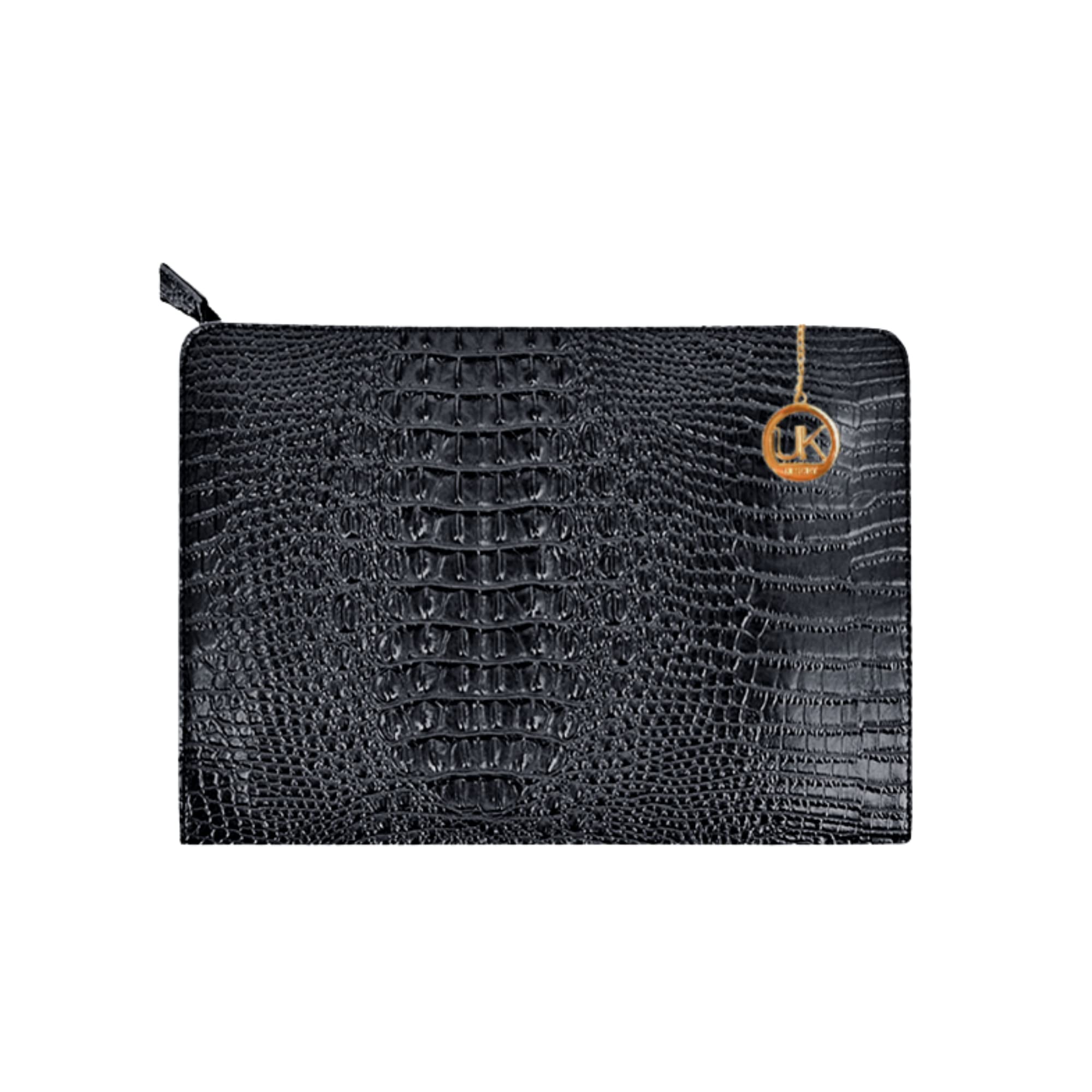 DESCRYUK Men’s Women’s | Messenger Purse | Tote | Pu Leather Fashionable Alligator Print Oversize Leather Envelope | Clutch| Portfolio| Evening Handbag | with RFID Credit Card Protection (Black)