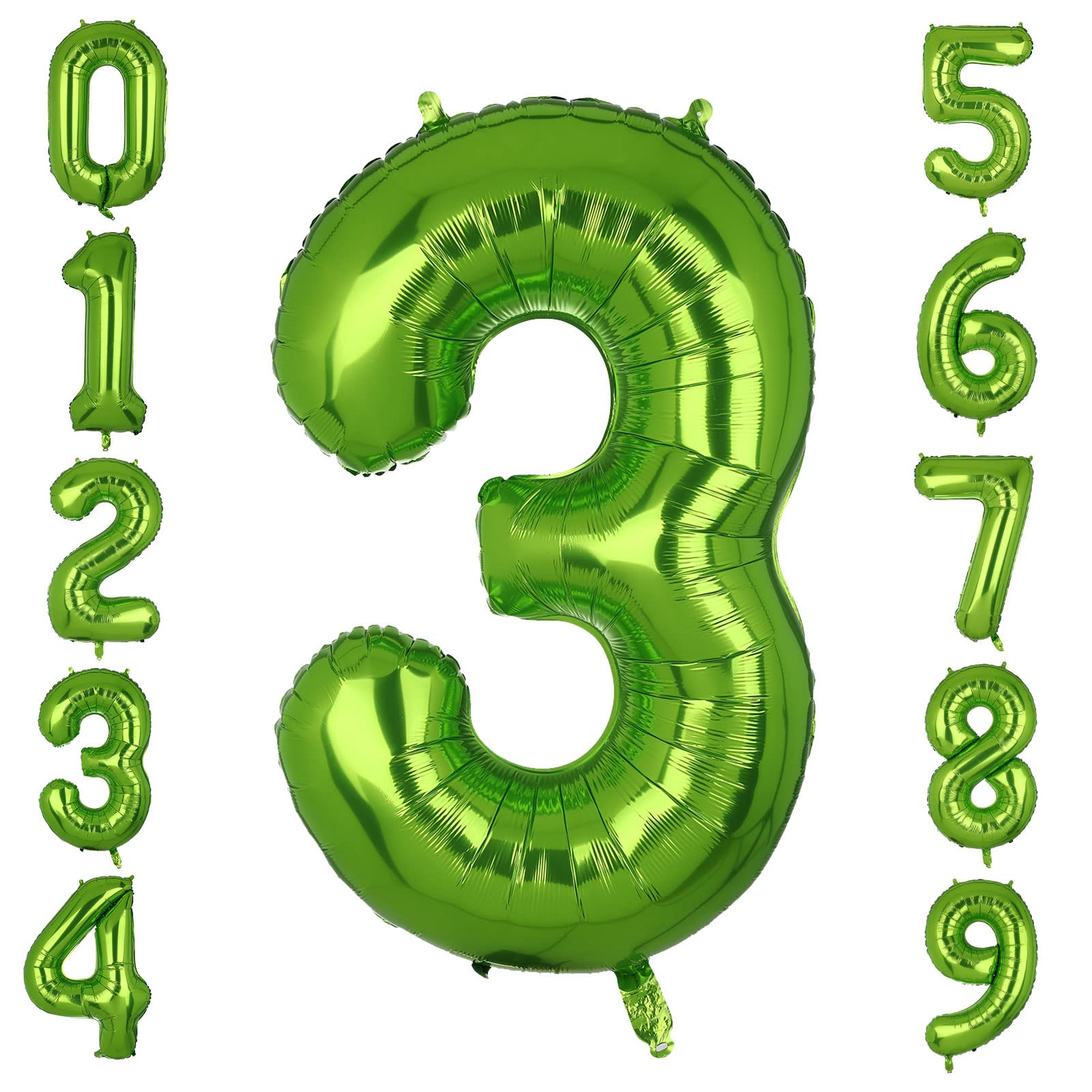 Large Foil Green Number 3 Balloons Big Mylar Helium Balloon Birthdays Party Decorations Supplies 40 Inch