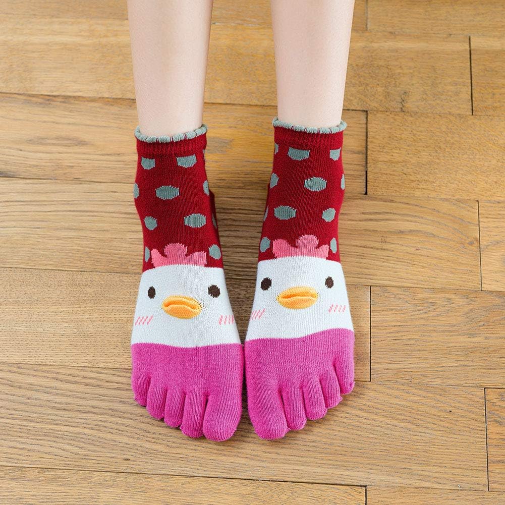 ZFSOCK Toe Socks for Women Five Finger Socks Cotton Ankle Sock with Toes Novelty Sports Socks,4-7(Cartoon Chick-4 works) - Image 4