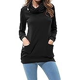 levaca Womens Long Sleeve Oversizes Pullover Side Loose Fall Casual Split Tunic Tops