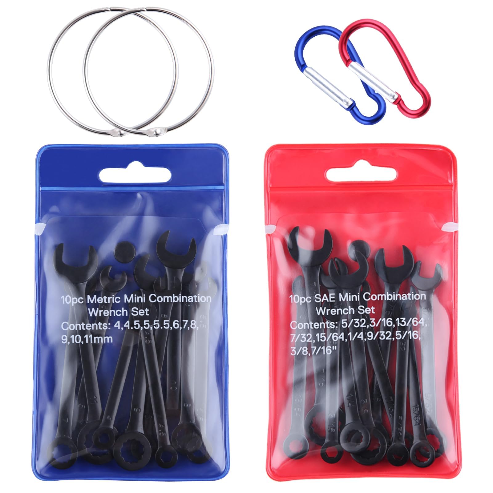 Photo 1 of GOLD DEER 20PCS Mini Wrench Set Standard Metric and SAE 4mm-11mm & 5/32"-7/16" Open End and Box End Combination Wrench Set Super with Portable Pouch and Key Rings, Black Electrophoretic Coating