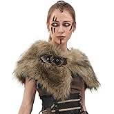 KUOIN Medieval Faux Fur Cape Shawl, Women's Shoulder Wrap Renaissance Eskimo Costume Collar