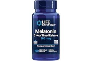 Life Extension Melatonin 6 Hour Timed Release, 300 mcg, Extended-Release Formula for Gentle Sleep Support, Healthy circadian Rhythms, Cellular Defense, Gluten-Free, Non-GMO, Vegetarian, 100 Tablets