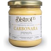 TartufLanghe Carbonara Sauce Base, Creamy Pasta Sauce - 6 oz | Authentic Roman recipe with egg yolk, Parmigiano Reggiano, and Pecorino Romano. No cream; For carbonara pasta dishes at home.
