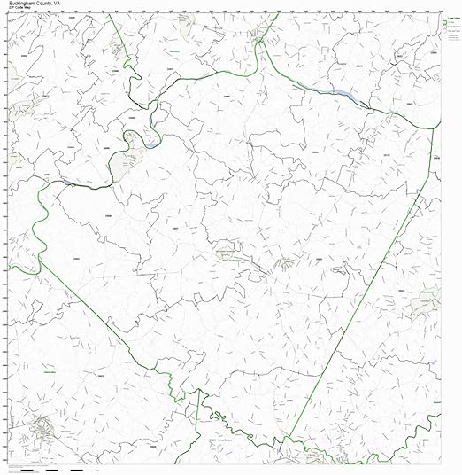 Buckingham County, Virginia VA ZIP Code Map Not Laminated