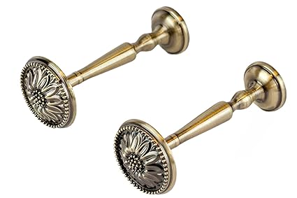 Pair Of Curtain Holdback Tiebacks Antique Brass And Satin Chrome