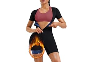 KUMAYES Sauna Suit Sweat Vest Waist Trainer for Women 4 in 1 Slimming Full Body Shaper Fitness Workout Top with Sleeve Shorts