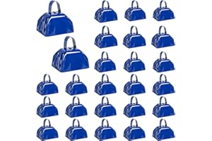 HYUETRSA 24 PCS Metal Cowbell with Handle, 3 Inch Cow Bells Noise Makers for Sporting, Bulk Small Cowbells Loud Bells Noisemaker Call Bells for Football Games Wedding Cheering, New Year's Eve (Blue)