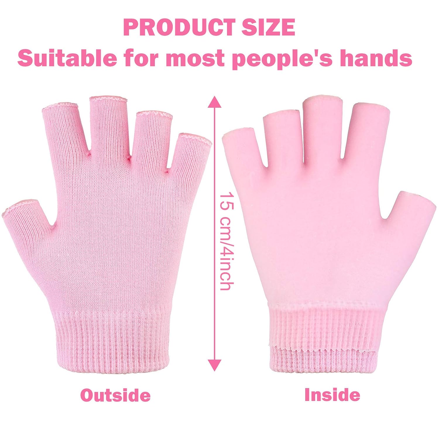 Elcoho 3 Pairs Moisturizing Gloves with Gel Lining Fingerless Moisturizing Glove Cotton Gloves Dry Hands Treatment for Dry Rough and Cracked Hands (Black, Purple, Pink) : Beauty