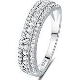 AIHUASI JEWELRY Moissanite Wedding Bands for Women D Color VVS1 Eternity Engagement Bridal Band 925 Sterling Silver Rings Size