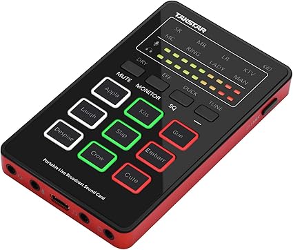 Amazon Mx1ミニ サウンドカード ボイスチェンジャー ポータブル オーディオミキシングボード Bt接続 Type Cインターフェース 複数の効果音 内蔵充電式バッテリー ライブ放送カラオケ 録音用 ミキサー 楽器 音響機器