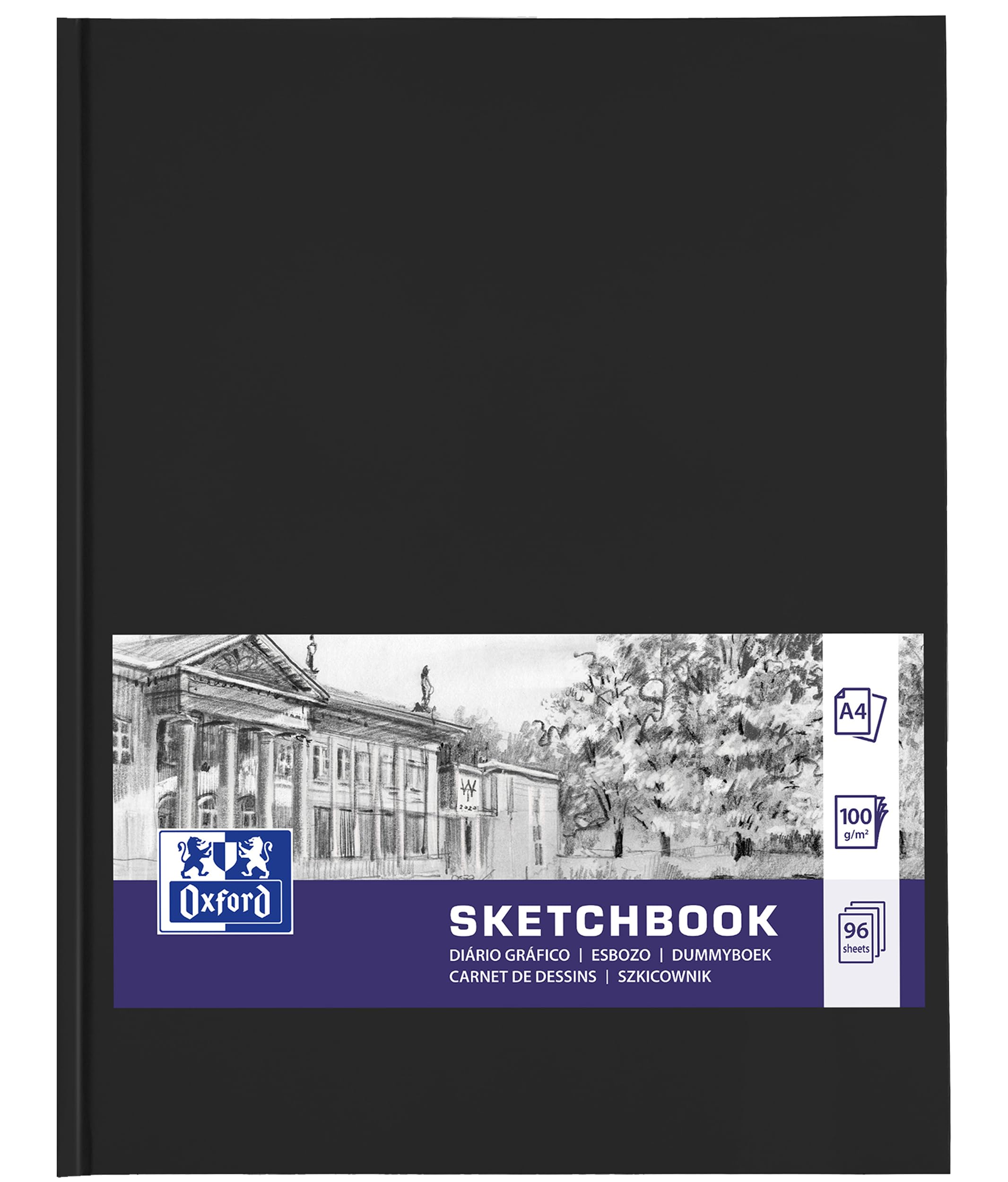 Oxford Sketch Book A4 Hardcover with Thread Bound 192 Pages 100 g Paper Black Pack of 1