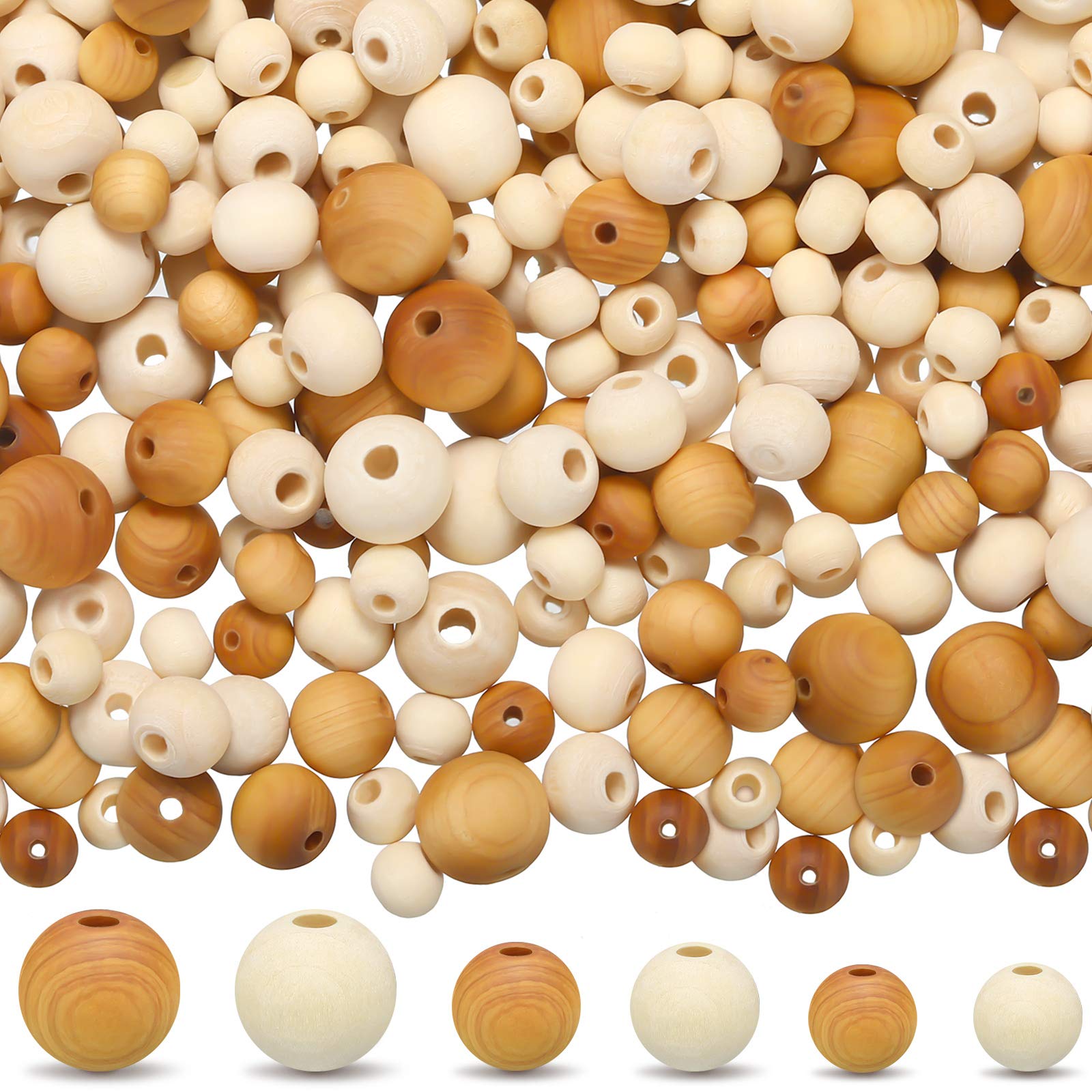 Photo 1 of ***MISSING PIECES SELLING AS IS *** Hicarer  Wooden Beads for Crafts Bulk Unfinished Natural Wood Round Beads Polished Spacer Wooden Loose Crafts for Jewelry Making DIY Garland Decor(6,8,10 mm, Khaki and Natural Color)